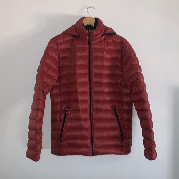 Calvin Klein Jackets & Coats Calvin Klein Red Mens Hooded Quilted